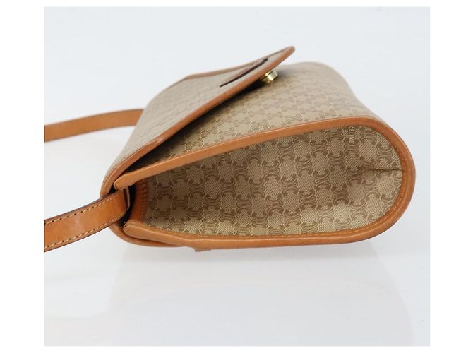 Céline Borsa a Spalla in Tela Macadam CELINE PVC Beige Oro Auth BA6573 D'oro - vista 4