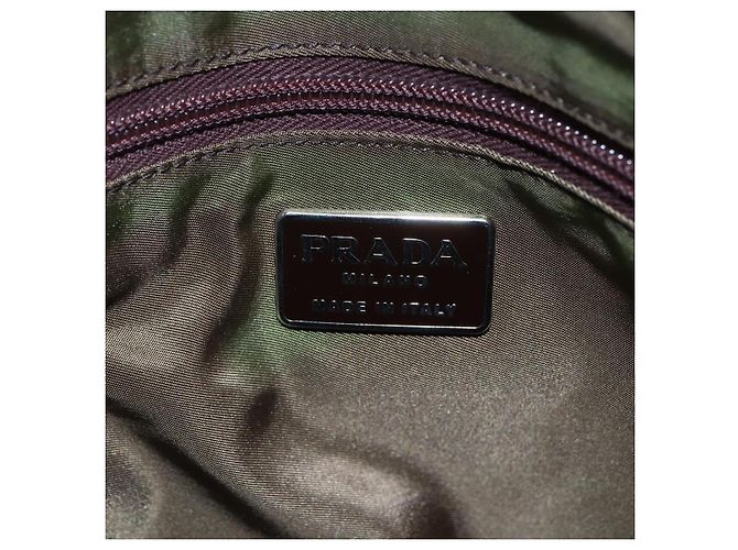 Borsa a spalla con catena Prada in nylon khaki Auth bs29881 Cachi - vista 17