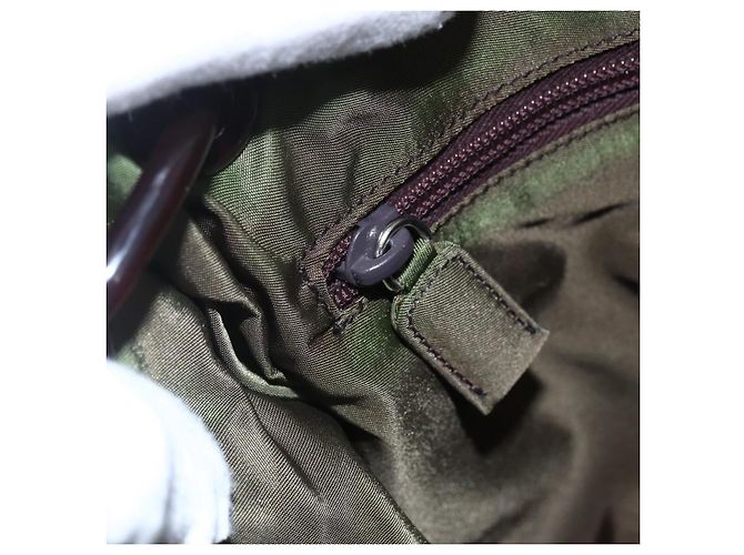 Borsa a spalla con catena Prada in nylon khaki Auth bs29881 Cachi - vista 18