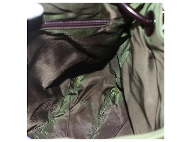 Borsa a spalla con catena Prada in nylon khaki Auth bs29881 Cachi - vista 19
