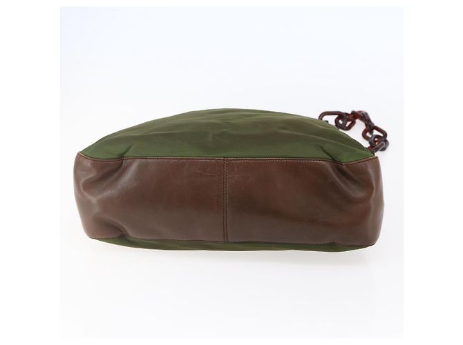 Borsa a spalla con catena Prada in nylon khaki Auth bs29881 Cachi - vista 5