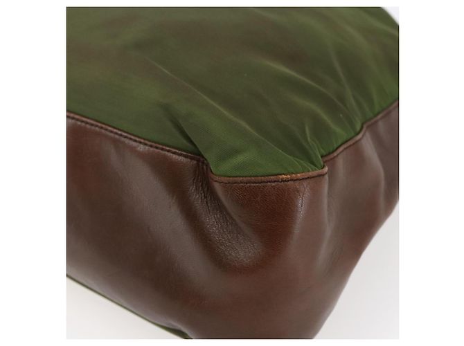 Borsa a spalla con catena Prada in nylon khaki Auth bs29881 Cachi - vista 9