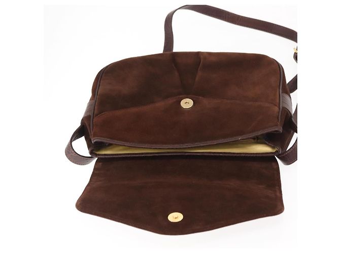 Borsa a Spalla in Pelle Scamosciata Embossata VALENTINO Marrone Oro Auth BA6617 D'oro - vista 10