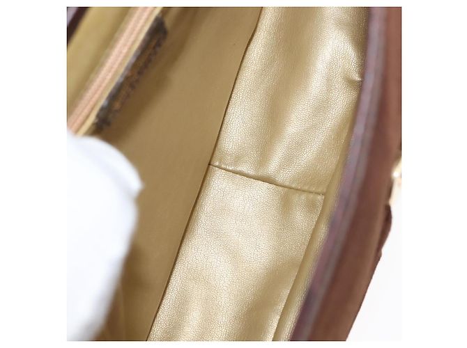 Borsa a Spalla in Pelle Scamosciata Embossata VALENTINO Marrone Oro Auth BA6617 D'oro - vista 12