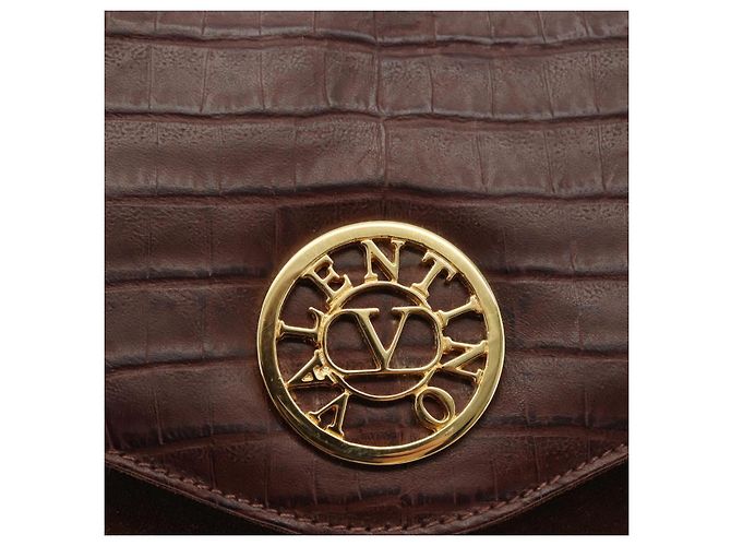 Borsa a Spalla in Pelle Scamosciata Embossata VALENTINO Marrone Oro Auth BA6617 D'oro - vista 17