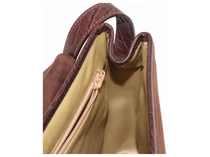 Borsa a Spalla in Pelle Scamosciata Embossata VALENTINO Marrone Oro Auth BA6617 D'oro - vista 18