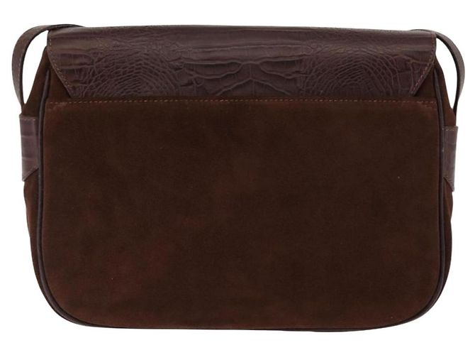 Borsa a Spalla in Pelle Scamosciata Embossata VALENTINO Marrone Oro Auth BA6617 D'oro - vista 2