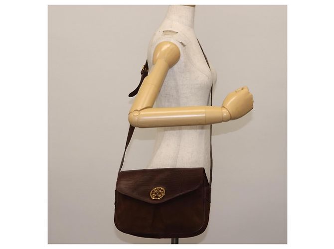 Borsa a Spalla in Pelle Scamosciata Embossata VALENTINO Marrone Oro Auth BA6617 D'oro - vista 21