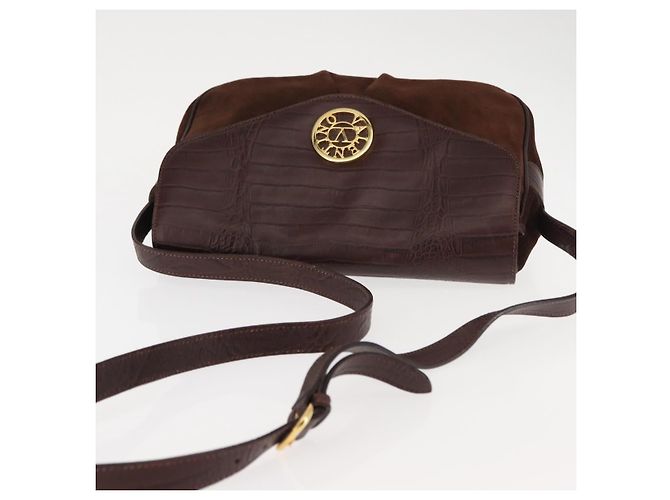 Borsa a Spalla in Pelle Scamosciata Embossata VALENTINO Marrone Oro Auth BA6617 D'oro - vista 6