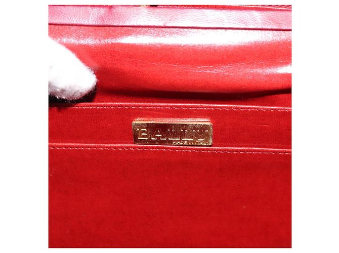 BALLY V Stitch Catena Borsa a Mano in Pelle di Agnello Bordeaux Oro Auth bs29487 D'oro Bordò - vista 11