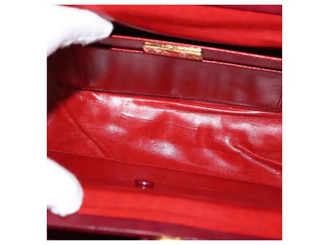 BALLY V Stitch Catena Borsa a Mano in Pelle di Agnello Bordeaux Oro Auth bs29487 D'oro Bordò - vista 12