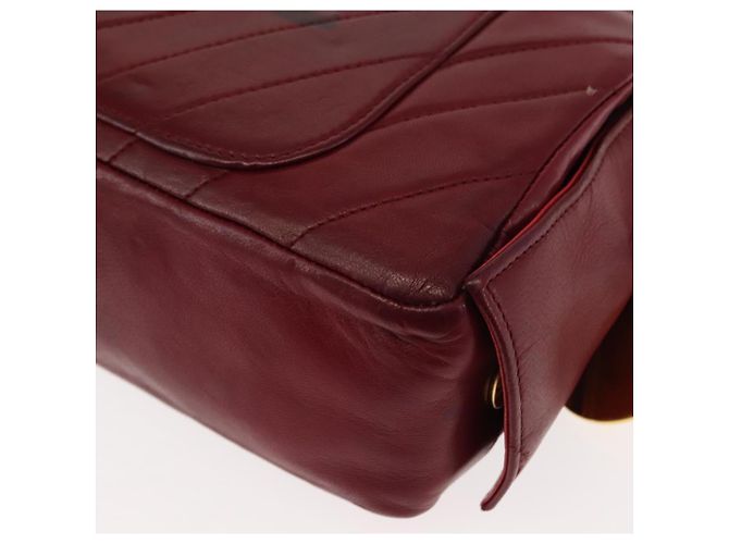 BALLY V Stitch Catena Borsa a Mano in Pelle di Agnello Bordeaux Oro Auth bs29487 D'oro Bordò - vista 15