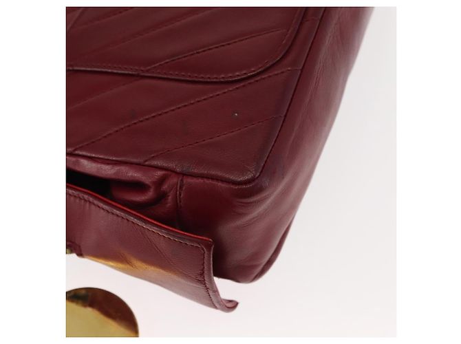 BALLY V Stitch Catena Borsa a Mano in Pelle di Agnello Bordeaux Oro Auth bs29487 D'oro Bordò - vista 16