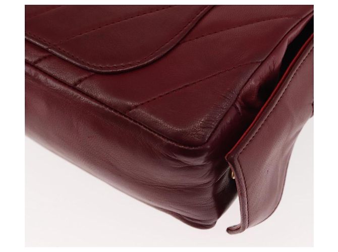 BALLY V Stitch Catena Borsa a Mano in Pelle di Agnello Bordeaux Oro Auth bs29487 D'oro Bordò - vista 17