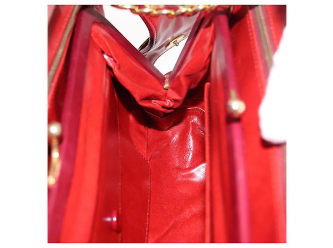 BALLY V Stitch Catena Borsa a Mano in Pelle di Agnello Bordeaux Oro Auth bs29487 D'oro Bordò - vista 19