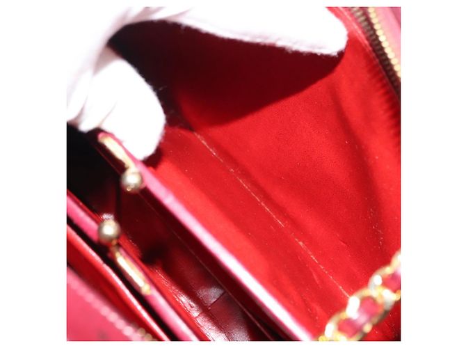 BALLY V Stitch Catena Borsa a Mano in Pelle di Agnello Bordeaux Oro Auth bs29487 D'oro Bordò - vista 20