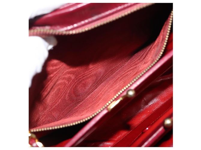BALLY V Stitch Catena Borsa a Mano in Pelle di Agnello Bordeaux Oro Auth bs29487 D'oro Bordò - vista 21