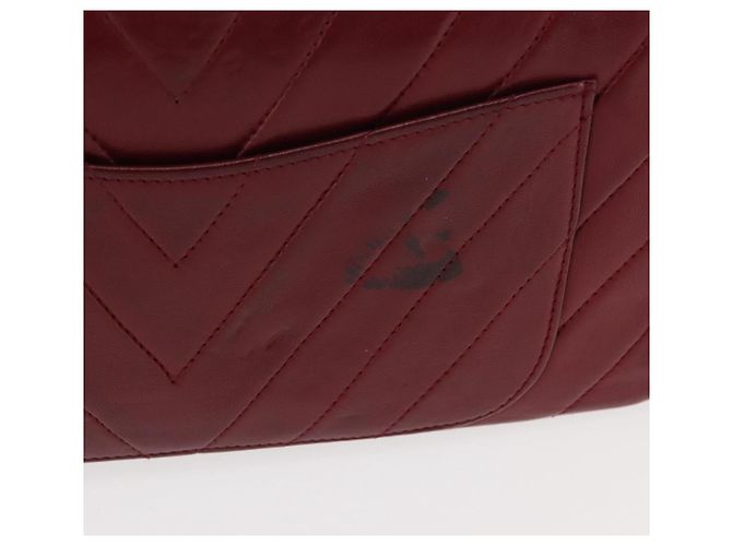 BALLY V Stitch Catena Borsa a Mano in Pelle di Agnello Bordeaux Oro Auth bs29487 D'oro Bordò - vista 3