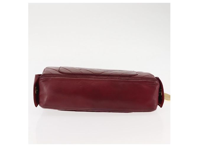BALLY V Stitch Catena Borsa a Mano in Pelle di Agnello Bordeaux Oro Auth bs29487 D'oro Bordò - vista 6