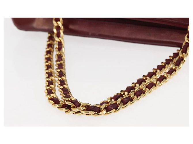 BALLY V Stitch Catena Borsa a Mano in Pelle di Agnello Bordeaux Oro Auth bs29487 D'oro Bordò - vista 8