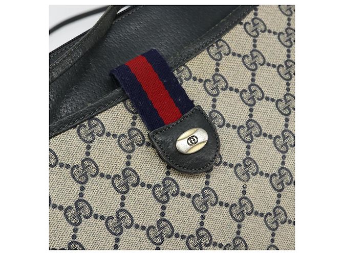 Borsa a Spalla Gucci GG Canvas Sherry Line in Pelle PVC Blu Navy e Rossa Auth 146144 Rosso - vista 18