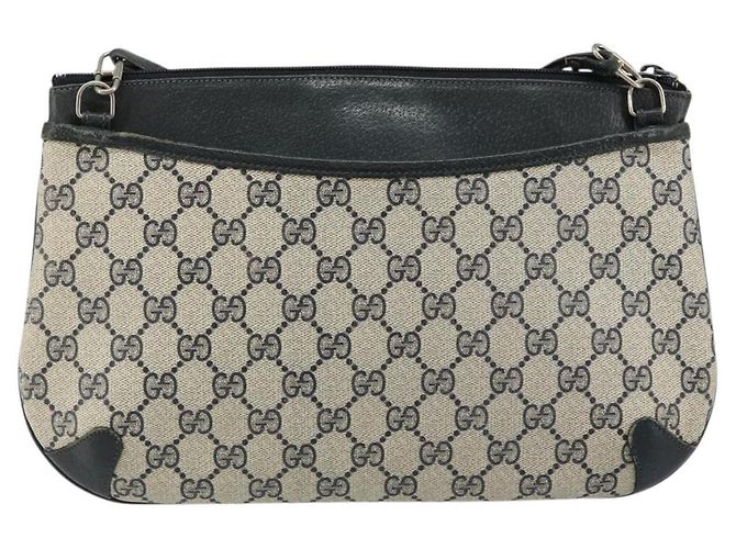 Borsa a Spalla Gucci GG Canvas Sherry Line in Pelle PVC Blu Navy e Rossa Auth 146144 Rosso - vista 2