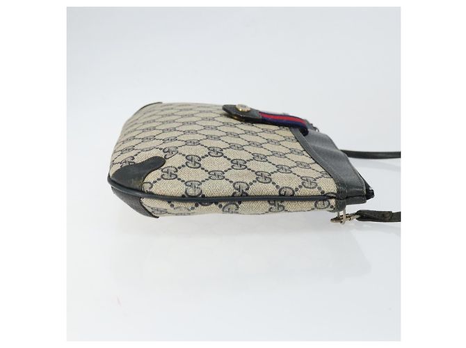 Borsa a Spalla Gucci GG Canvas Sherry Line in Pelle PVC Blu Navy e Rossa Auth 146144 Rosso - vista 3