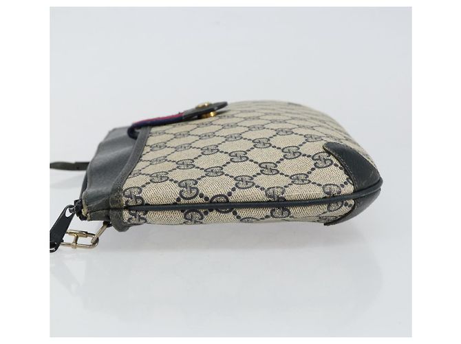 Borsa a Spalla Gucci GG Canvas Sherry Line in Pelle PVC Blu Navy e Rossa Auth 146144 Rosso - vista 4
