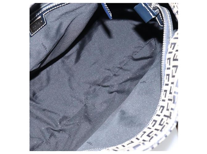 Sac à main en toile Zucchino FENDI bleu marine argent authentique am9266 Argenté - vue 11