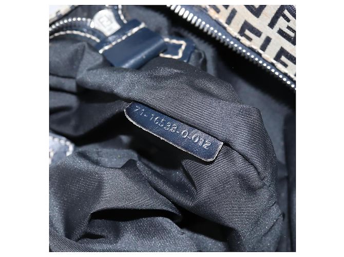Sac à main en toile Zucchino FENDI bleu marine argent authentique am9266 Argenté - vue 12