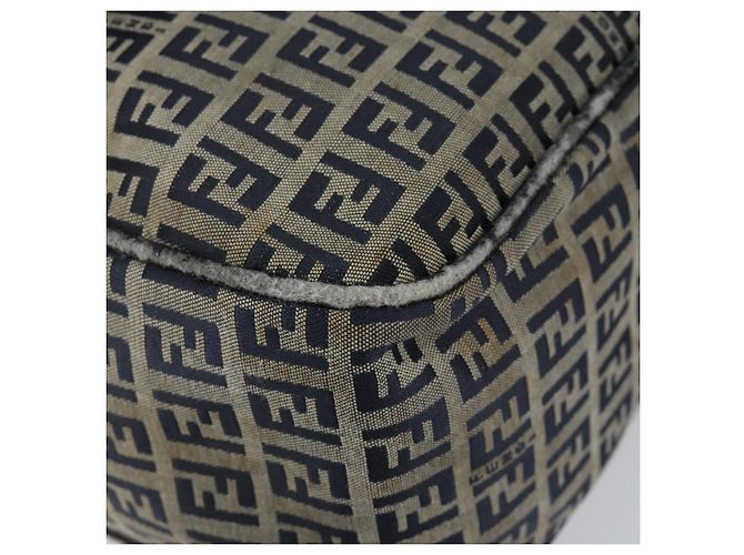 Sac à main en toile Zucchino FENDI bleu marine argent authentique am9266 Argenté - vue 15