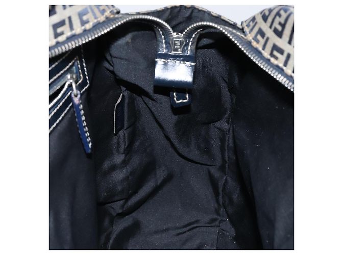 Sac à main en toile Zucchino FENDI bleu marine argent authentique am9266 Argenté - vue 20