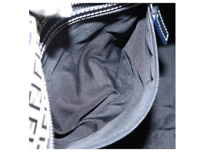 Sac à main en toile Zucchino FENDI bleu marine argent authentique am9266 Argenté - vue 22
