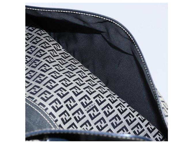 Sac à main en toile Zucchino FENDI bleu marine argent authentique am9266 Argenté - vue 23