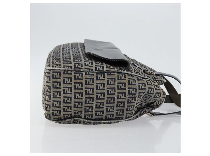 Sac à main en toile Zucchino FENDI bleu marine argent authentique am9266 Argenté - vue 3