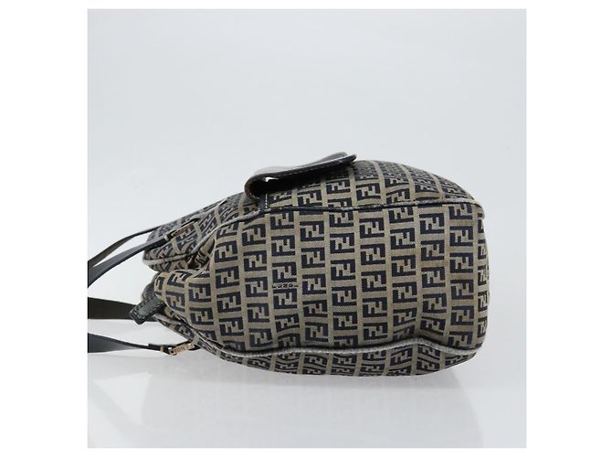 Sac à main en toile Zucchino FENDI bleu marine argent authentique am9266 Argenté - vue 4