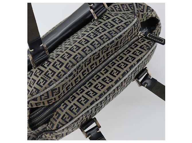 Sac à main en toile Zucchino FENDI bleu marine argent authentique am9266 Argenté - vue 6