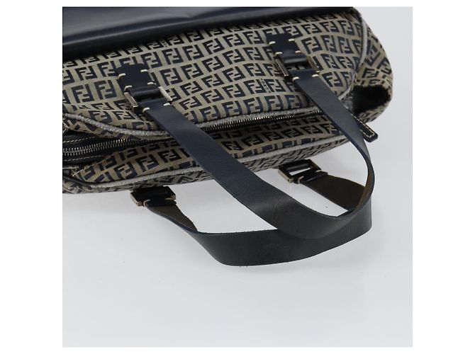 Sac à main en toile Zucchino FENDI bleu marine argent authentique am9266 Argenté - vue 7