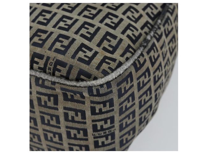 Sac à main en toile Zucchino FENDI bleu marine argent authentique am9266 Argenté - vue 8