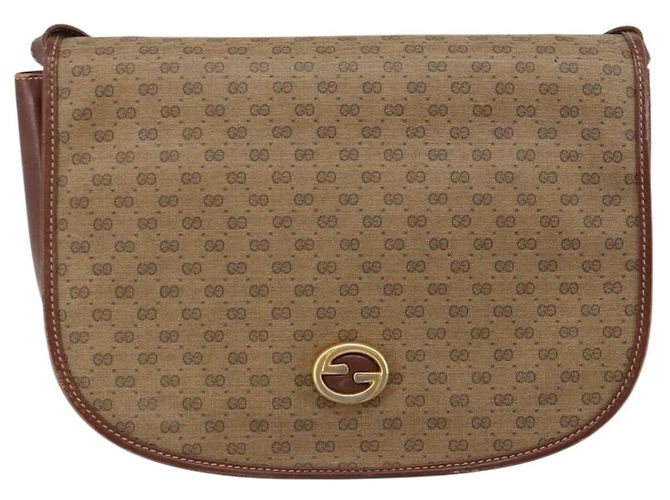 Gucci Borsa a Spalla Micro GG Supreme PVC Marrone Oro 004 113 0363 Auth bs29936 D'oro - vista 13