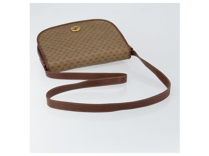 Gucci Borsa a Spalla Micro GG Supreme PVC Marrone Oro 004 113 0363 Auth bs29936 D'oro - vista 7