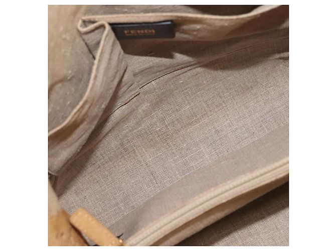 Pequin FENDI Pecan Canvas Tote Bag Canvas Leder Beige Schwarz Gold Auth bs29810 Golden - Ansicht 11