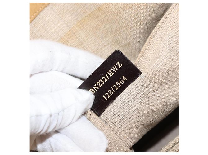 Pequin FENDI Pecan Canvas Tote Bag Canvas Leder Beige Schwarz Gold Auth bs29810 Golden - Ansicht 12