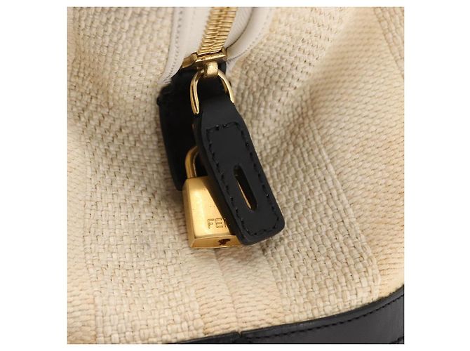 Pequin FENDI Pecan Canvas Tote Bag Canvas Leder Beige Schwarz Gold Auth bs29810 Golden - Ansicht 19