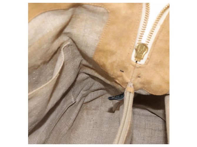 Pequin FENDI Pecan Canvas Tote Bag Canvas Leder Beige Schwarz Gold Auth bs29810 Golden - Ansicht 21