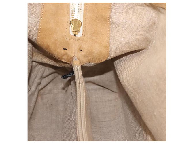 Pequin FENDI Pecan Canvas Tote Bag Canvas Leder Beige Schwarz Gold Auth bs29810 Golden - Ansicht 25