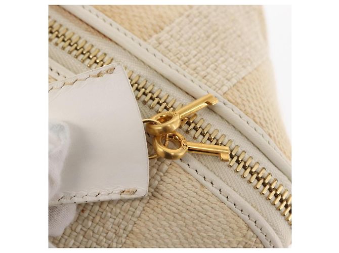Pequin FENDI Pecan Canvas Tote Bag Canvas Leder Beige Schwarz Gold Auth bs29810 Golden - Ansicht 9
