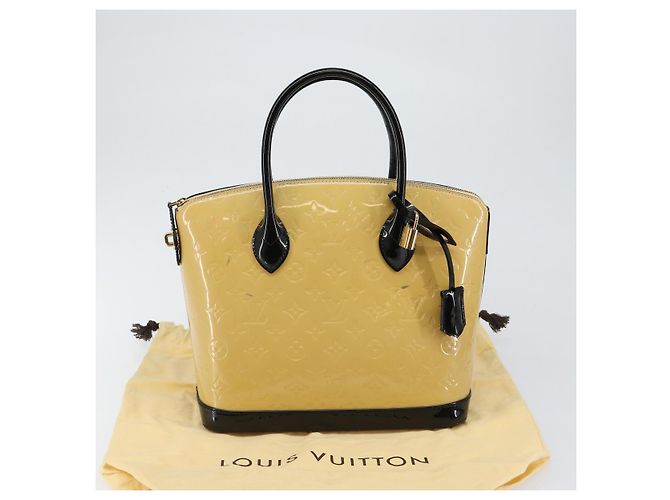 LOUIS VUITTON Borsa Tote Lockit PM Monogram Vernis Beige Nero M90251 Auth bs29224 - vista 12
