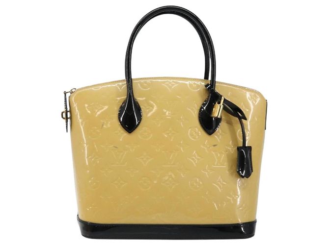 LOUIS VUITTON Borsa Tote Lockit PM Monogram Vernis Beige Nero M90251 Auth bs29224 - vista 13