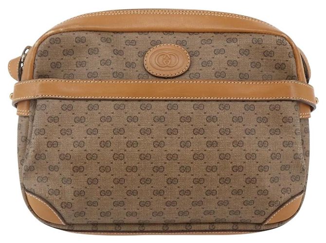 Gucci Borsa a Spalla Micro GG Supreme PVC Beige Oro 007 23 0017 Auth BA6745 D'oro - vista 13